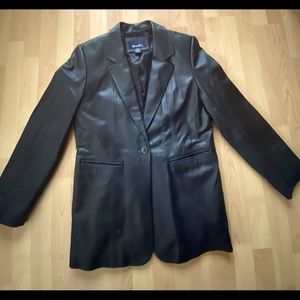 Denim&Co dark brown genuine leather blazer size M